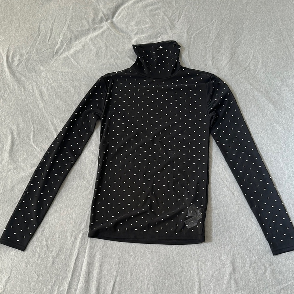 Forever 21 Black Polka Dot Turtleneck Blouse